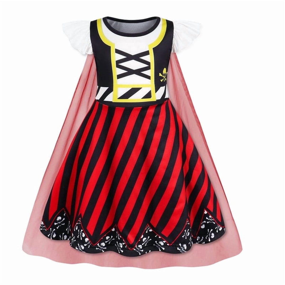 Benylion Girls Ice Princess Dress Halloween Cosplay Costumes With Tulle Cape Kids Birthday Party Dress up Outfit for 7-8 Years