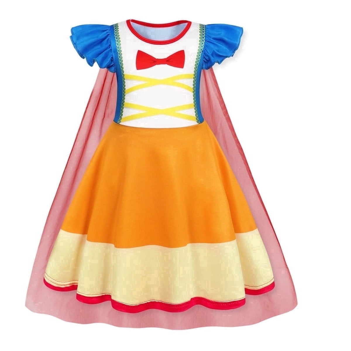 Benylion Girls Ice Princess Dress Halloween Cosplay Costumes With Tulle Cape Kids Birthday Party Dress up Outfit for 7-8 Years