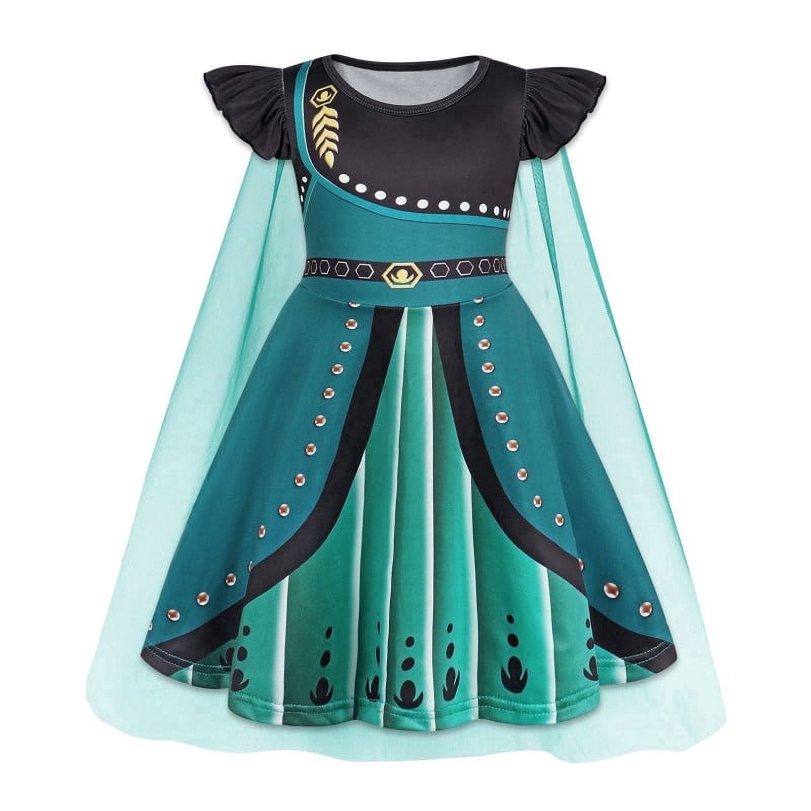 Benylion Girls Ice Princess Dress Halloween Cosplay Costumes With Tulle Cape Kids Birthday Party Dress up Outfit for 7-8 Years