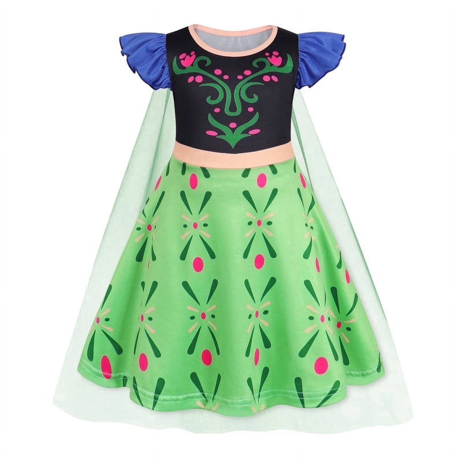 Benylion Girls Ice Princess Dress Halloween Cosplay Costumes With Tulle Cape Kids Birthday Party Dress up Outfit for 7-8 Years