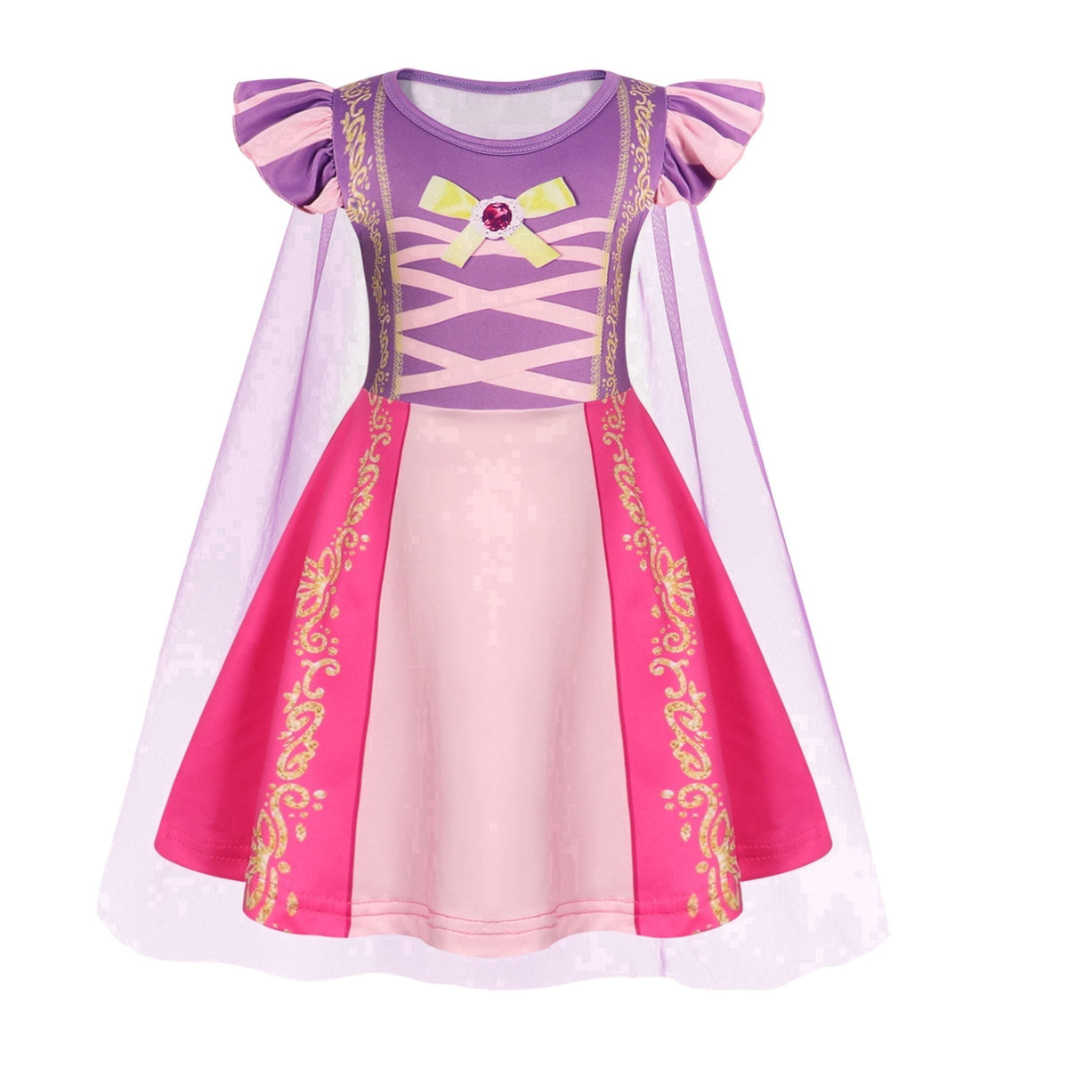 Benylion Girls Ice Princess Dress Halloween Cosplay Costumes With Tulle Cape Kids Birthday Party Dress up Outfit for 7-8 Years