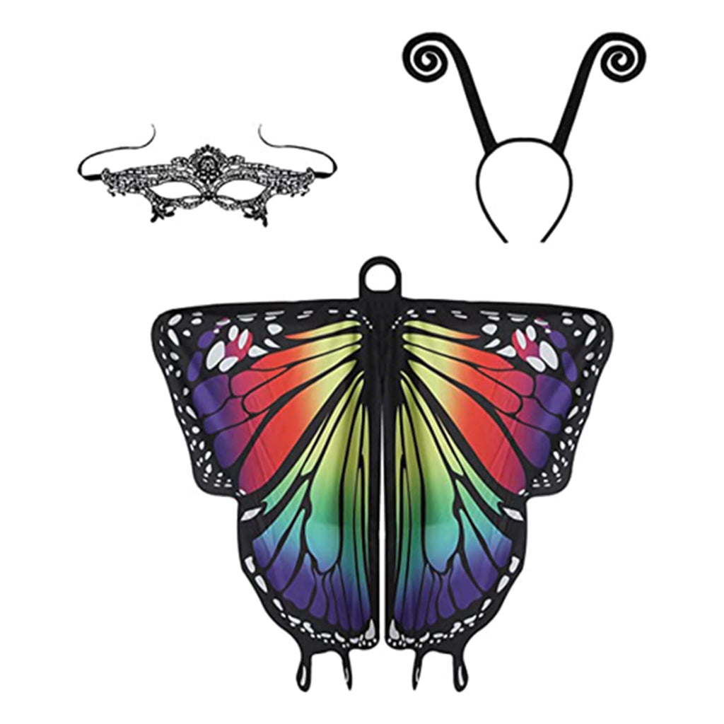 Butterfly Costume for Women - Halloween Cape Adult Wings with Mask and Antenna Headband