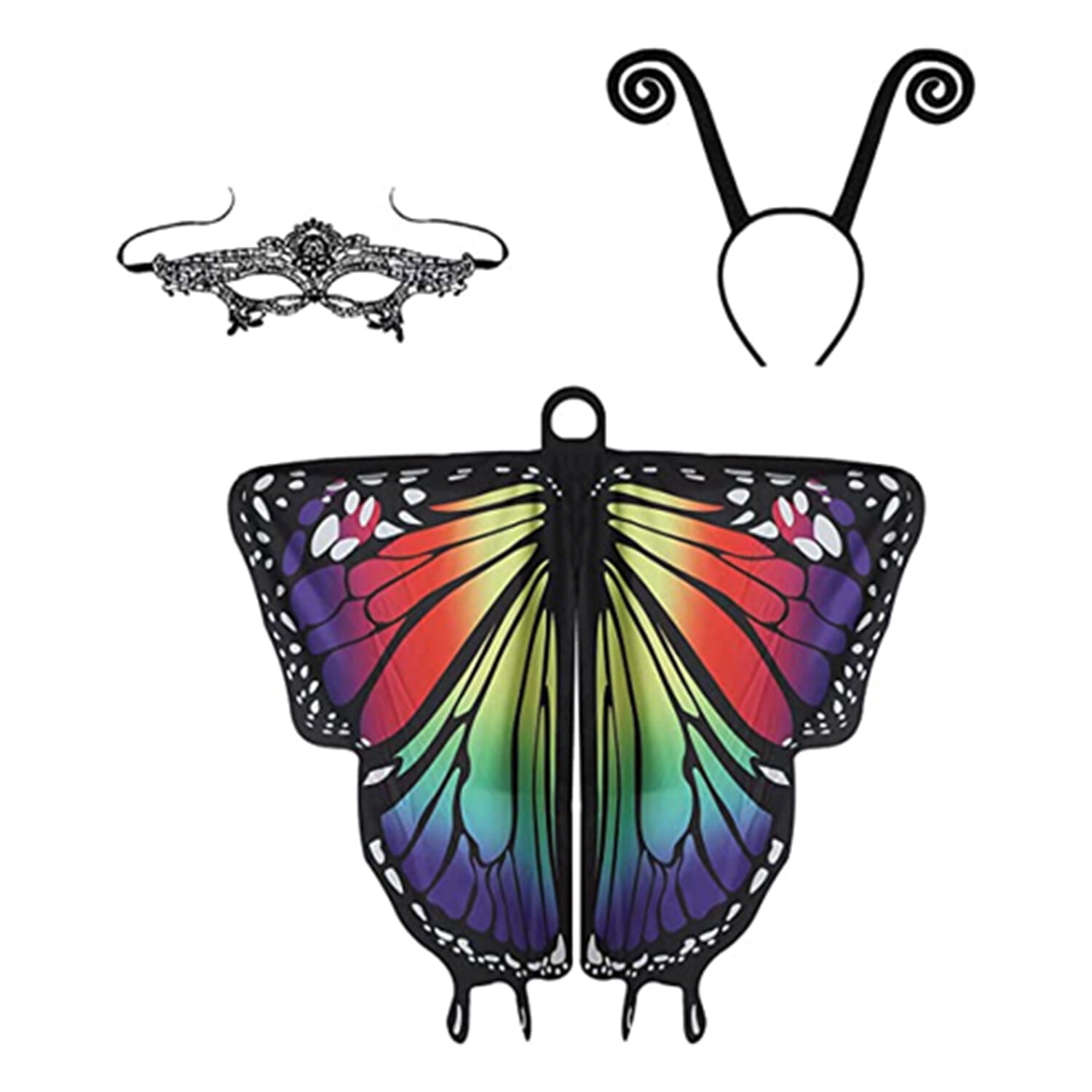 Butterfly Costume for Women - Halloween Cape Adult Wings with Mask and Antenna Headband