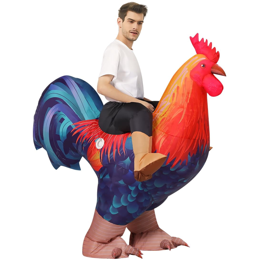 COMIN 72 inch Inflatable Chicken Costume Rooster Adult Suit Funny Cosplay Halloween Costume for Men Women Birthday Party