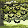 COSTYLE 18 Pcs Hanging Bats Halloween Outdoor Decoration 3 Different Sizes with Cute Eye Stickers for Hanging in The Tree, Porch, Yard, Lawn, Indoor