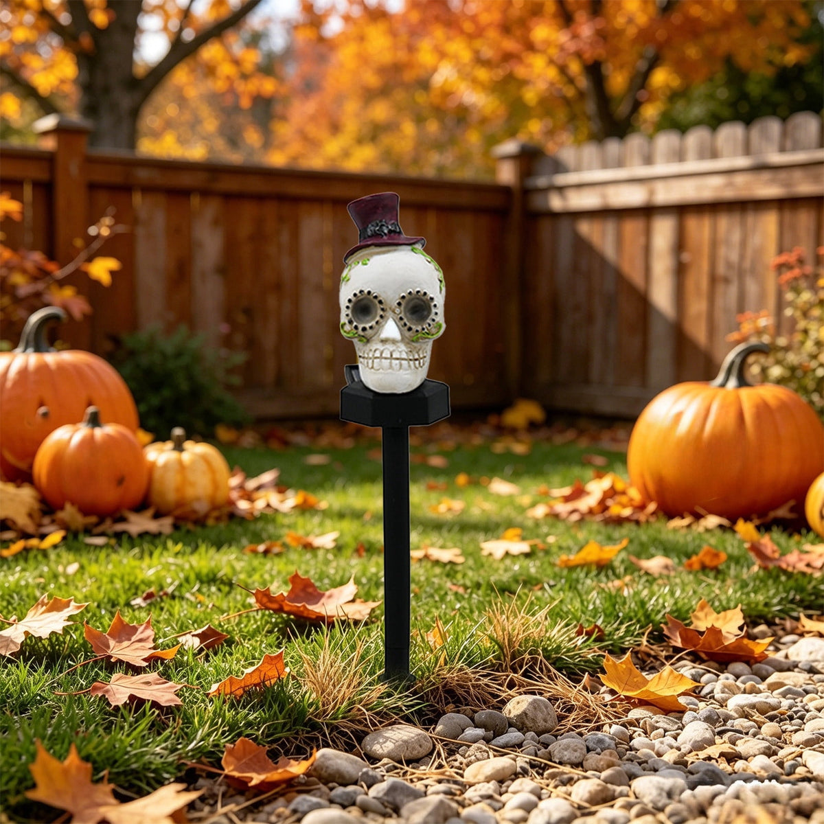 CRAGRSI Solar Halloween Skeleton Stake Lights Outdoor Skull Yard Lights Halloween Skeleton Garden Decor Black Solar Powered Waterproof for Yard, Lawn, Patio, Walkway, Garden, Halloween Outdoor Decor