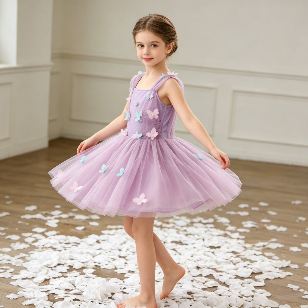 CZKHPTY Girls 3D Butterfly Fairy Tutu Dress, Whimsical Garden Princess Pretend Play Fancy Outfit, Sizes 3-4Y