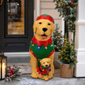 Clearance! Christmas Golden Retriever Statue with LED Lights, Cute Dog Holding Puppy Figurine, Christmas Decoration Indoor Outdoor, Gift for Kiddo Adults
