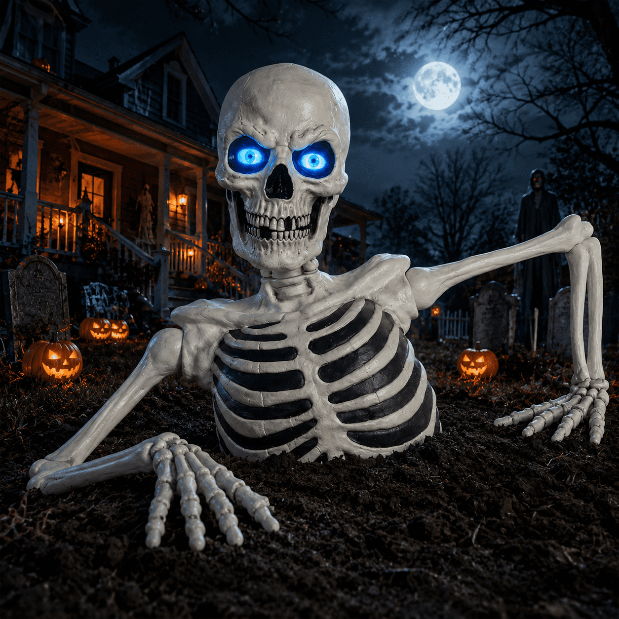 Clearance Halloween Outdoor Decoration Halloween Pumpkin Skull, Scary Ground Breaking Pumpkin Head Decor for Garage Door Yard Patio Porch Haunted House Party
