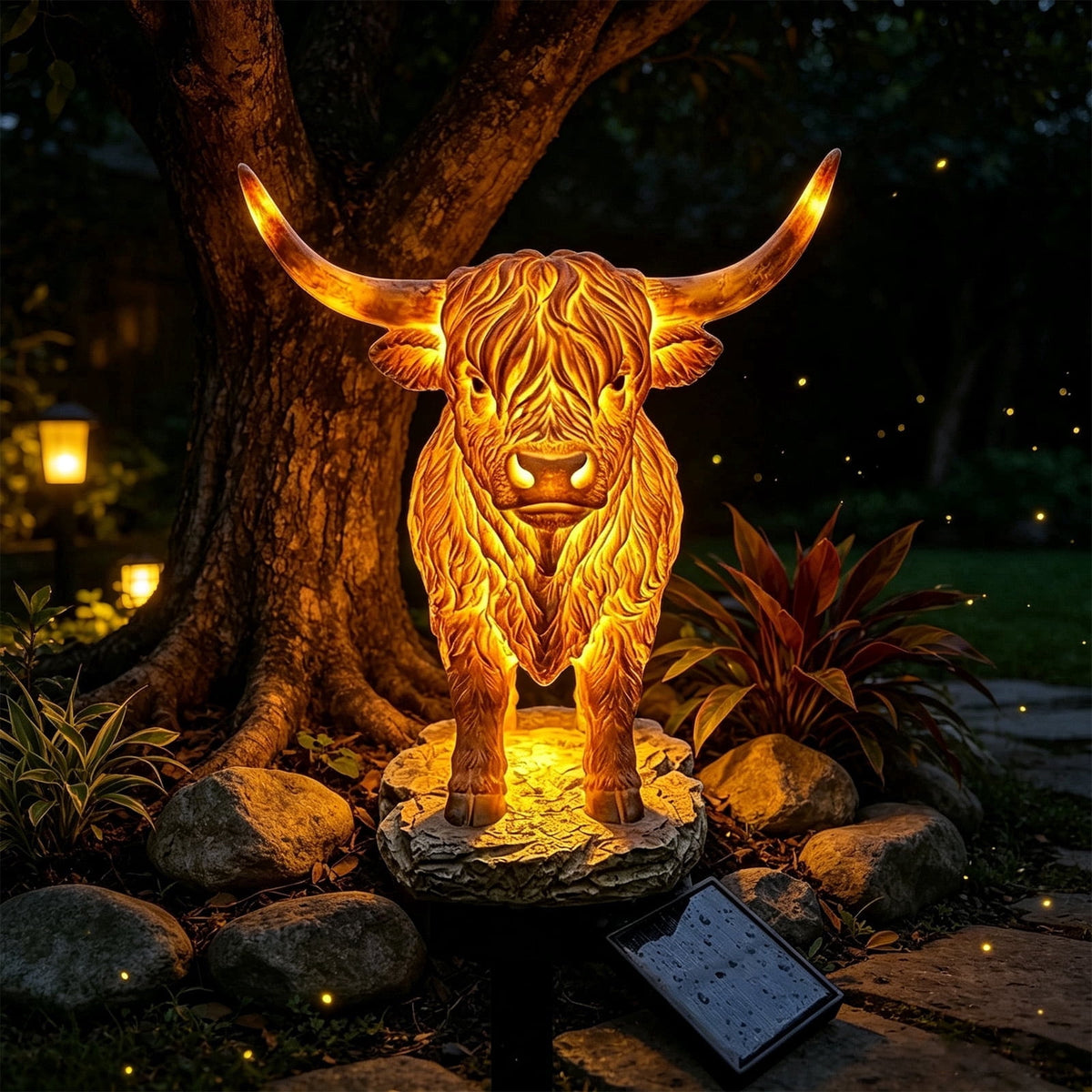 Clearance! Highland Cow Solar Garden Light, 18in Garden Statue with LED Glow, Waterproof Outdoor Yard Decor Stake, Resin Lawn Pathway Light for Backyard Patio Porch Halloween Gift
