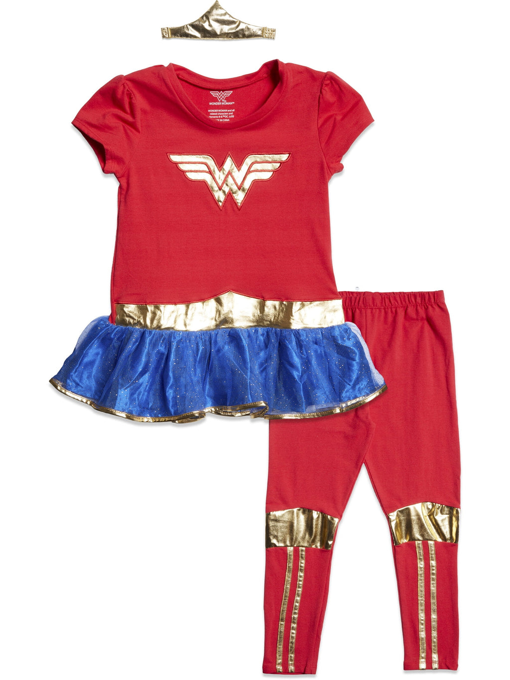 Justice League Wonder Woman by DC Comics Elastic Waistband Solid Outfit Sets (Girls)