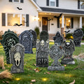 DUNCHATY 10-Pack Halloween Tombstone Decor Set - Graveyard Scene with Plastic Stakes, Weatherproof Haunted House Yard Display for Pathways & Lawns