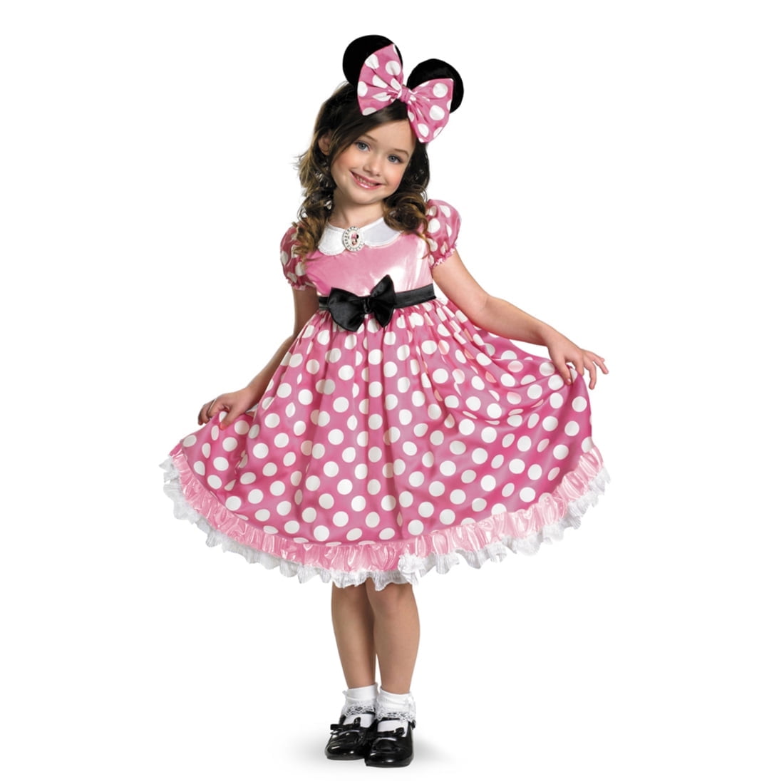 Disguise Clubhouse Minnie Mouse Glow in the Dark Girl's Halloween Fancy-Dress Costume for Toddler, 3T-4T