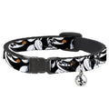 Disney Cat Collar, Breakaway Collar with Bell, Nightmare Before Christmas Zero Pumpkin Expressions, 8.5 to 12 Inches 0.5 Inch Wide