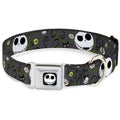 Disney Pet Collar, Dog Collar Metal Seatbelt Buckle, Nightmare Before Christmas Jack Expressions Halloween Gray, 15 to 24 Inches 1.0 Inch Wide