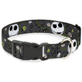Disney Pet Collar, Dog Collar Plastic Buckle, Nightmare Before Christmas Jack Expressions Halloween Gray, 13 to 17 Inches 1.5 Inch Wide