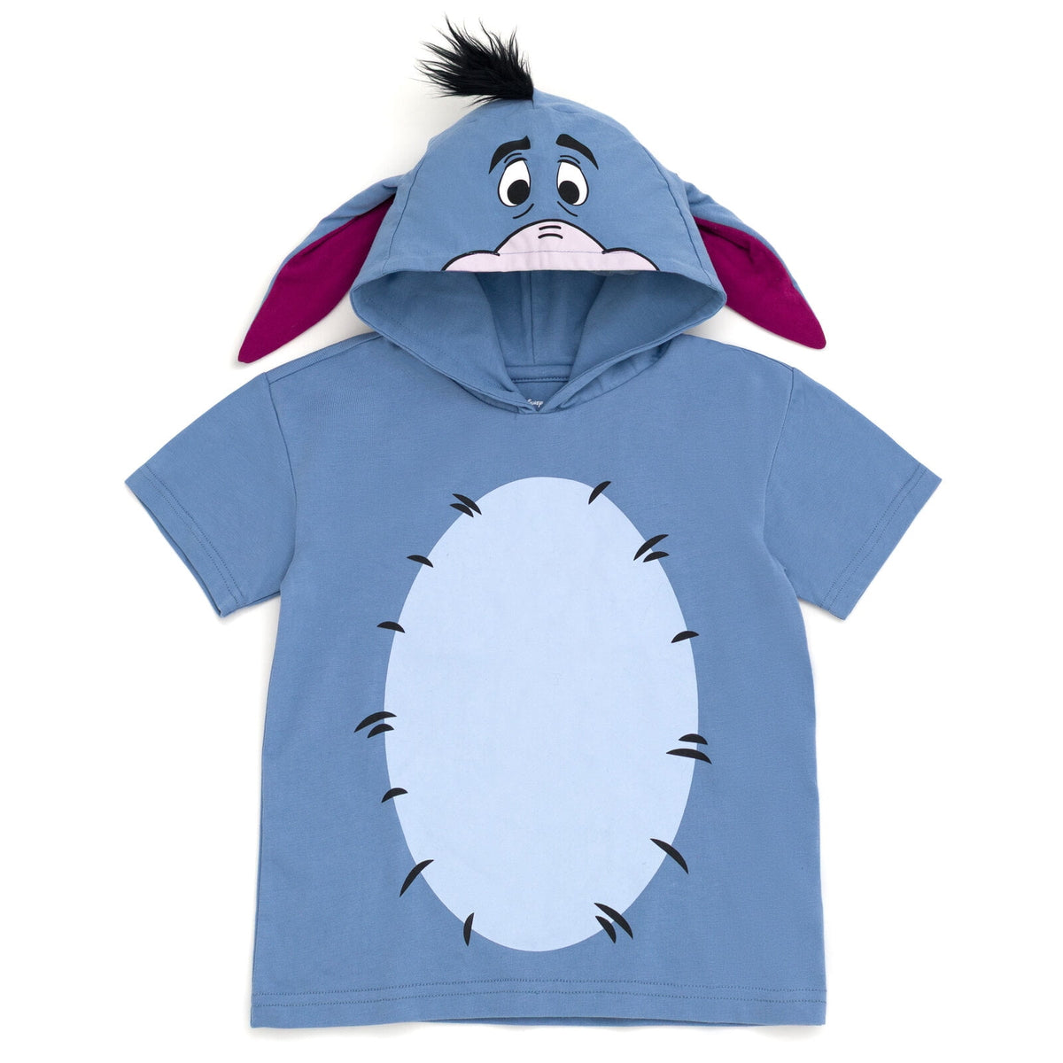 Disney Winnie the Pooh Little Boys' Cosplay Short Sleeve Hooded T-Shirt Eeyore Blue Grey