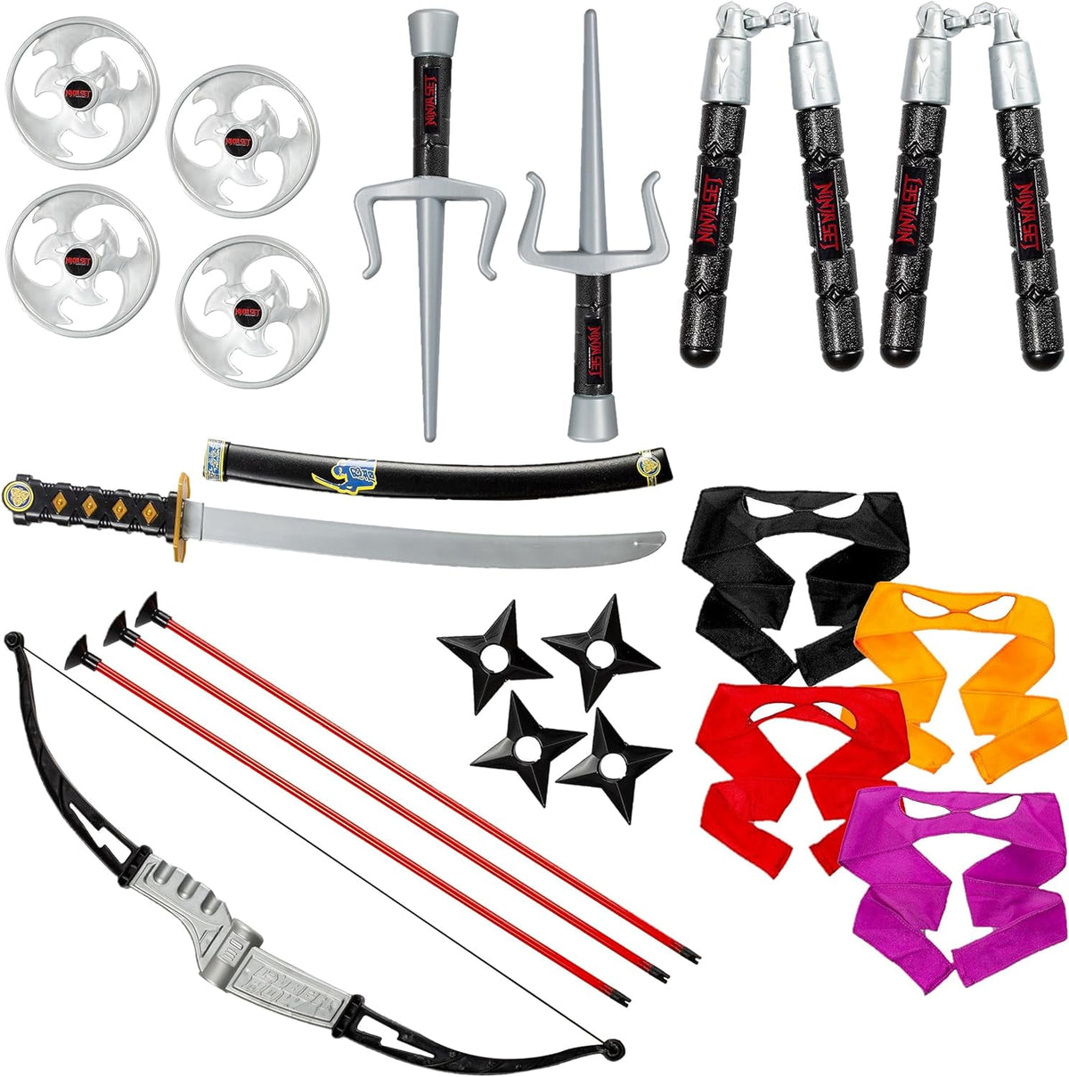 Dress Up America Kids Ninja Costume for Boys & Girls Complete Toy Weapon Set