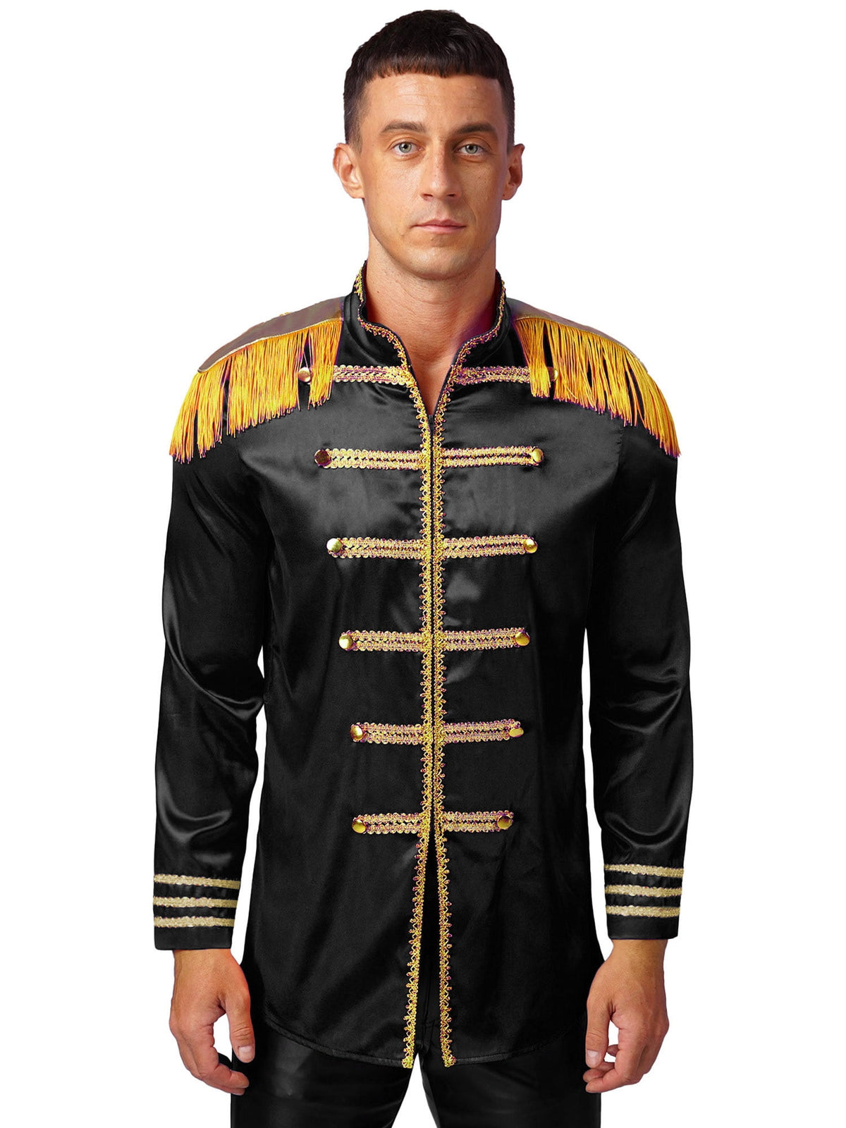 Eandarui Men's Halloween SGT Sergeant Pepper Costume Jacket Fancy Dress Hippie Music Star 1960s Shirt Red S