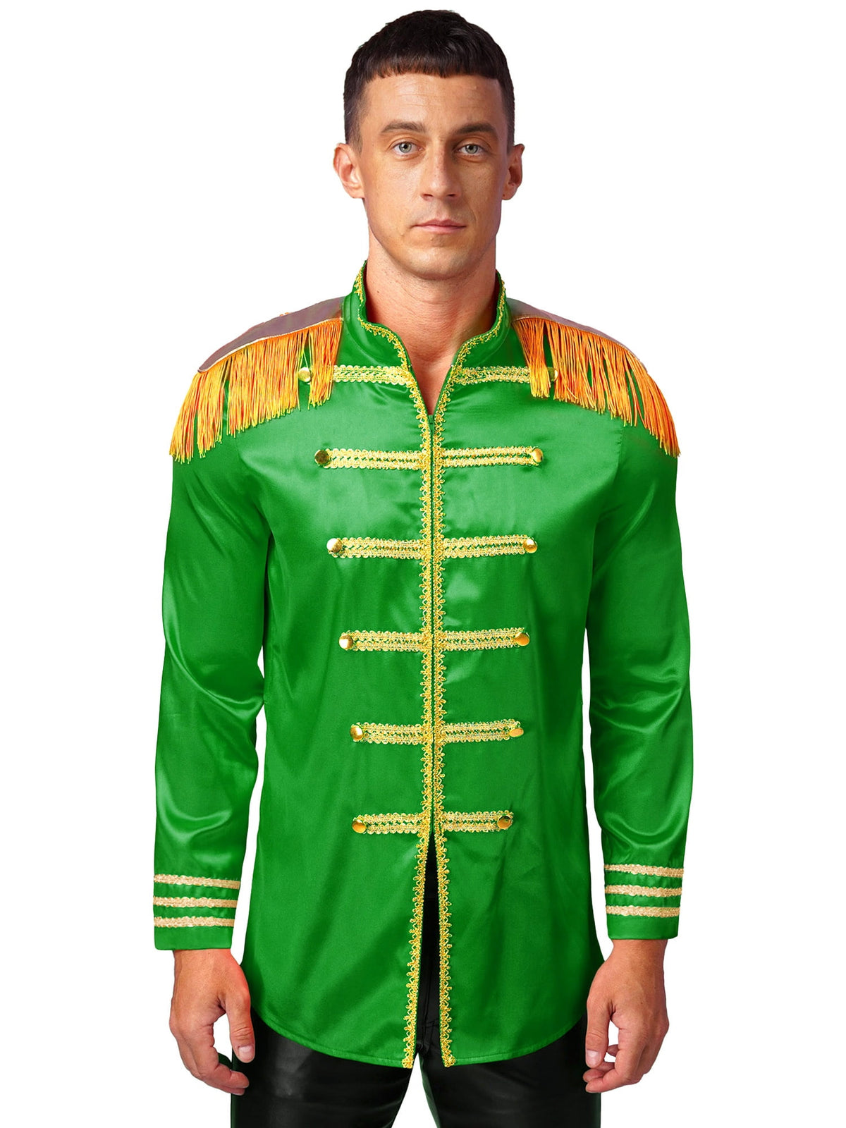 Eandarui Men's Halloween SGT Sergeant Pepper Costume Jacket Fancy Dress Hippie Music Star 1960s Shirt Red S