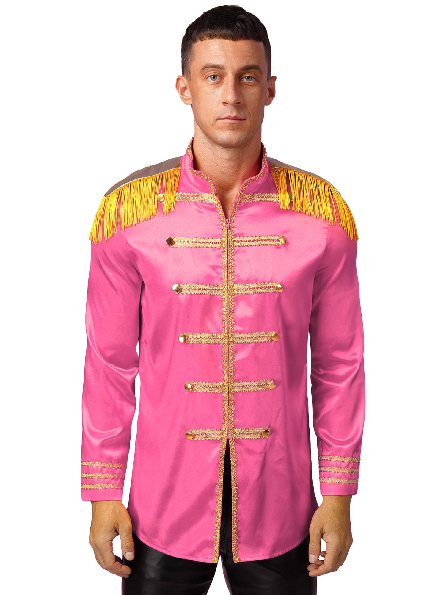 Eandarui Men's Halloween SGT Sergeant Pepper Costume Jacket Fancy Dress Hippie Music Star 1960s Shirt Red M