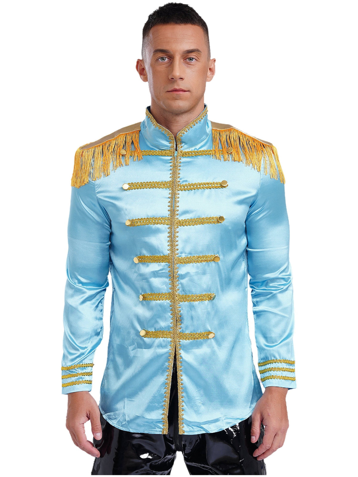 Eandarui Men's Halloween SGT Sergeant Pepper Costume Jacket Fancy Dress Hippie Music Star 1960s Shirt Red M