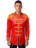 Eandarui Men's Halloween SGT Sergeant Pepper Costume Jacket Fancy Dress Hippie Music Star 1960s Shirt Red M