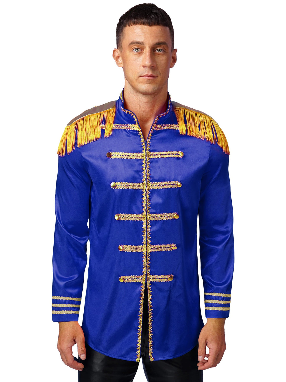 Eandarui Men's Halloween SGT Sergeant Pepper Costume Jacket Fancy Dress Hippie Music Star 1960s Shirt Red S