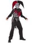 Evil Jester Boys Demon Evil Clown Child Red Black Halloween Costume