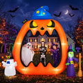 Firstness 8.2ft Halloween Inflatable Pumpkins Photo Door with Ghost Witch Yard Party Outdoor Decorations with LED Lights
