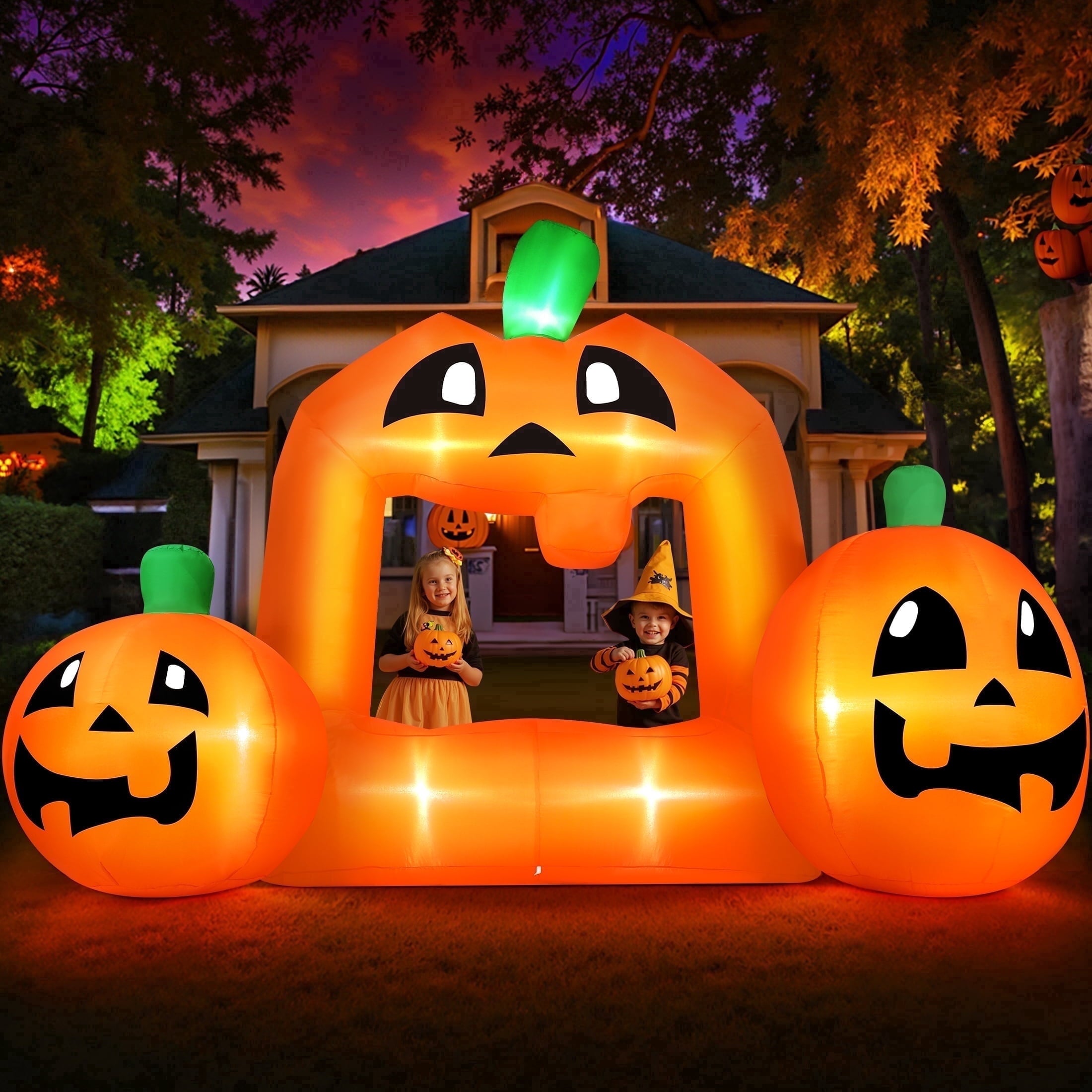 Firstness 8.5FT Halloween Inflatable,Pumpkin Photo with Lights for Party Yard Decorations
