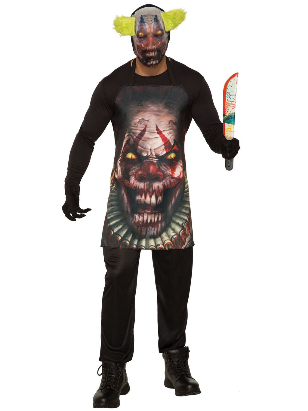 Mens Horror Clown Apron And Mask Costume
