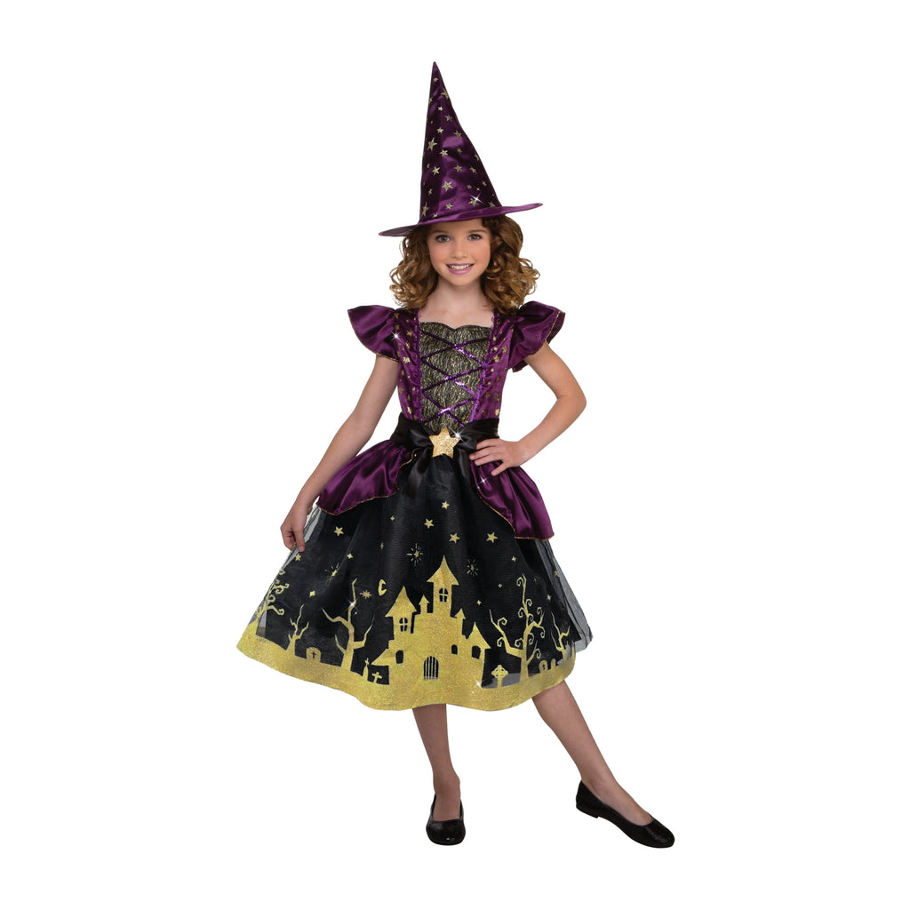 Glow in the Dark Starry Witch Halloween Costume for Children, Girls' Size S (6/6X), by Way to Celebrate