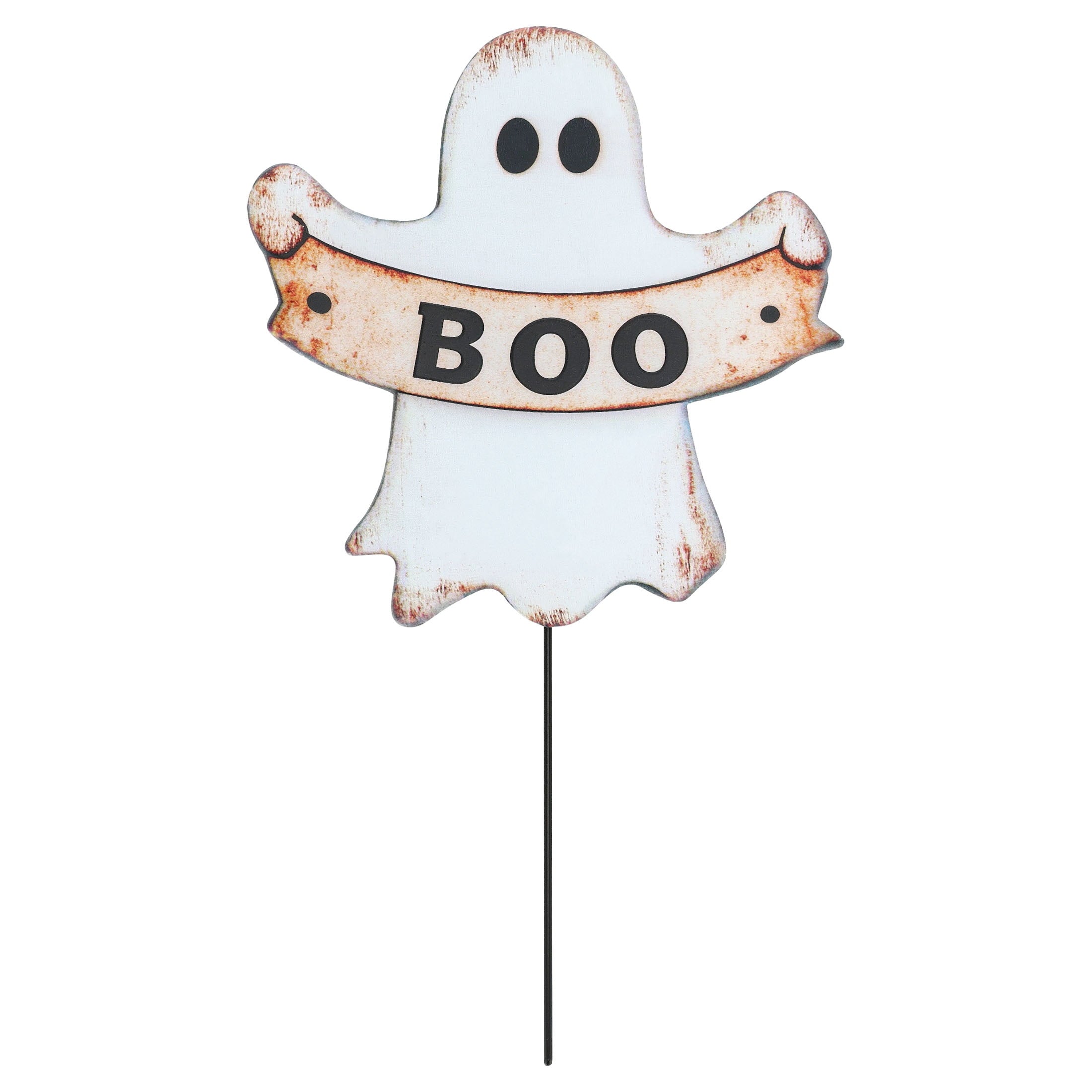 Metal Ghost Yard Stake Decoration, Black and White, 18", Halloween by Way To Celebrate