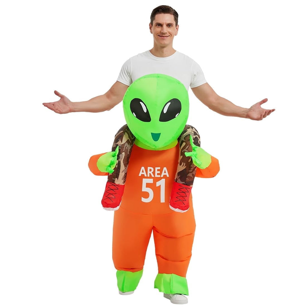 GOOSH Adult Alien Costume, Alien Inflatable Halloween Costume Blow Up Alien Costume Adult Size, Funny Men Women Unisex Blow Up Halloween Costumes for Halloween Holiday Party Cosplay