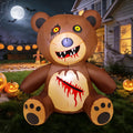 GOOSH Halloween Inflatables 5 FT Teddy Bear Inflatable with Build-in LEDs, Spooky Inflatable Halloween Bear Blow up Teddy Bear, Halloween Blow Up Decorations Clearance for Holiday Garden Lawn