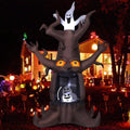 GOOSH Halloween Inflatables 9 FT Animated Halloween Tree Inflatables with Built-in LED lights, Scary Spooky Tree Inflatable with White Ghost, Outdoor Halloween Decorations for Halloween Holiday Party