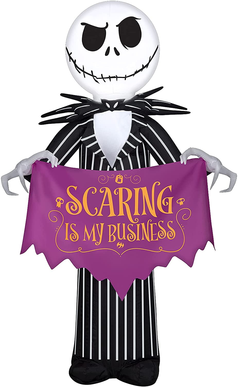 3 1/2' Gemmy Airblown Inflatable Halloween Nightmare Before Christmas Jack Skellington Holding Banner Yard Decoration 227458