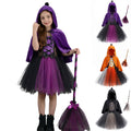 Girl Witch Tutu Dresses Cape Witch Outfit Set Halloween Dress up Party Girls Size 2-12 Years