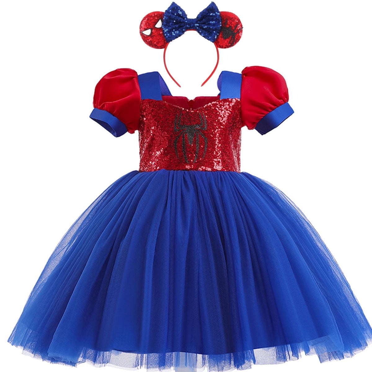 Toddlers Sequin Tutu Dress Girls Bow Dress Short Sleeve Birthday Party Costume