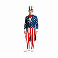 HOARBOEG Men's Patriotic Uncle Sam Costume, 4th of July Tuxedo Tailcoat Red White Blue Stage Performance Suit, Independence Day Party Outfit, Historical Reenactment Costume for Parades & Celebrations