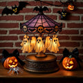 HaCpiu Halloween Ghost Carousel Night Light, Halloween Rotating Desktop Sculpture with LED Glow, Spooky Animated Tabletop Decoration for Indoor Holiday Accent