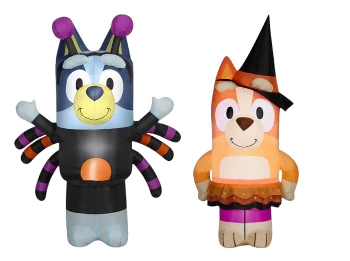 Halloween Airblown Yard Inflatables Bluey in Spider and Bingo as Witch