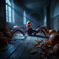 Halloween Animated Creepy Baby Head Spider Prop, Sound & Touch Activated Walking Halloween Decoration with Flashing Red Eyes, Scary Sound Effects, Indoor Outdoor Decor