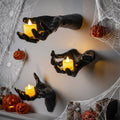 Yinghao Halloween Decoration 3 pack Black Ghost Hands Decor with LED Candle, Life-sized Gothic Design, Screw and Adhesive install, 3 Flameless Candle