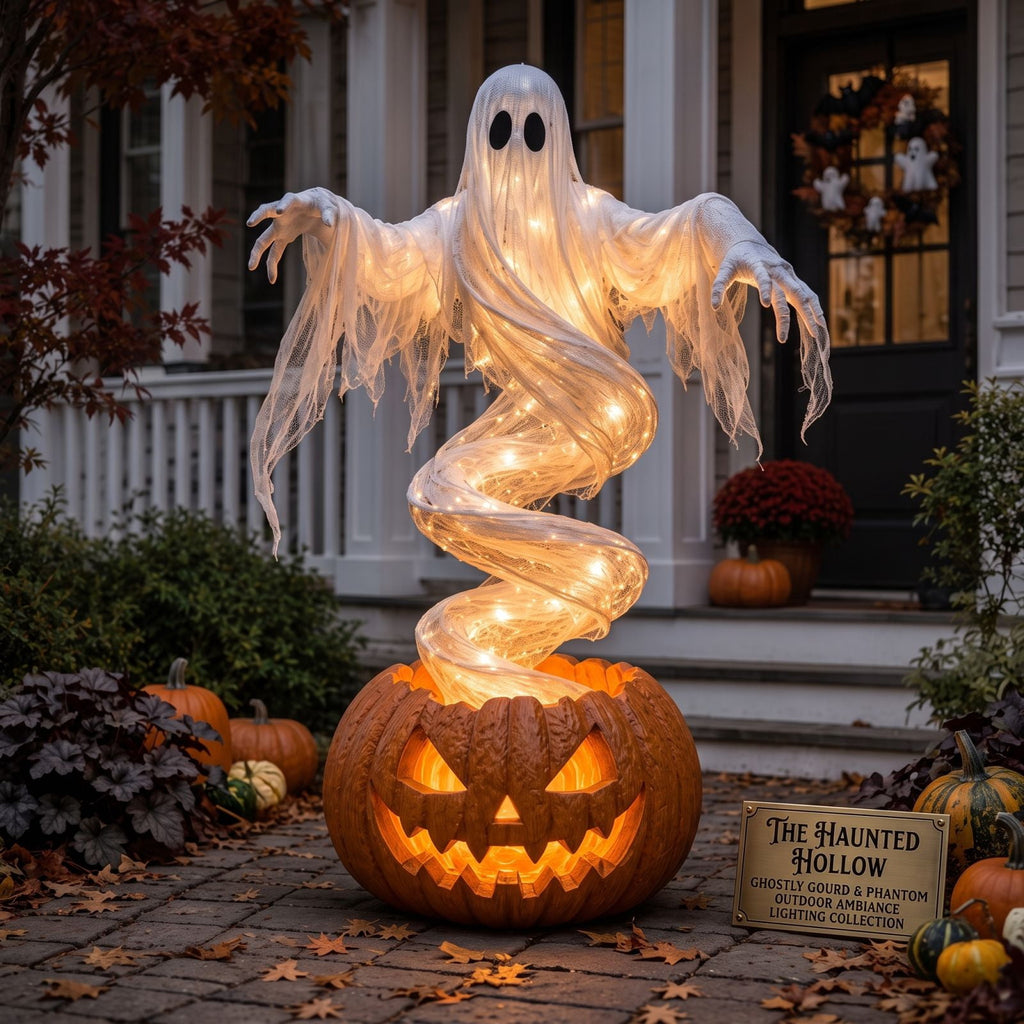 Halloween Garden Stake Lights Solar Stake Light Outdoor Solar Light Ghost Pumpkin Yard Decoration Waterproof Garden Ornament for Lawn Pathway Holiday Landscape Display