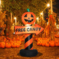Halloween Inflatable Pumpkin Road Sign Festival Decor Blow Up Yard Decorations Clearance with Built-in LEDs for Lawn, Garden, Party, Indoor