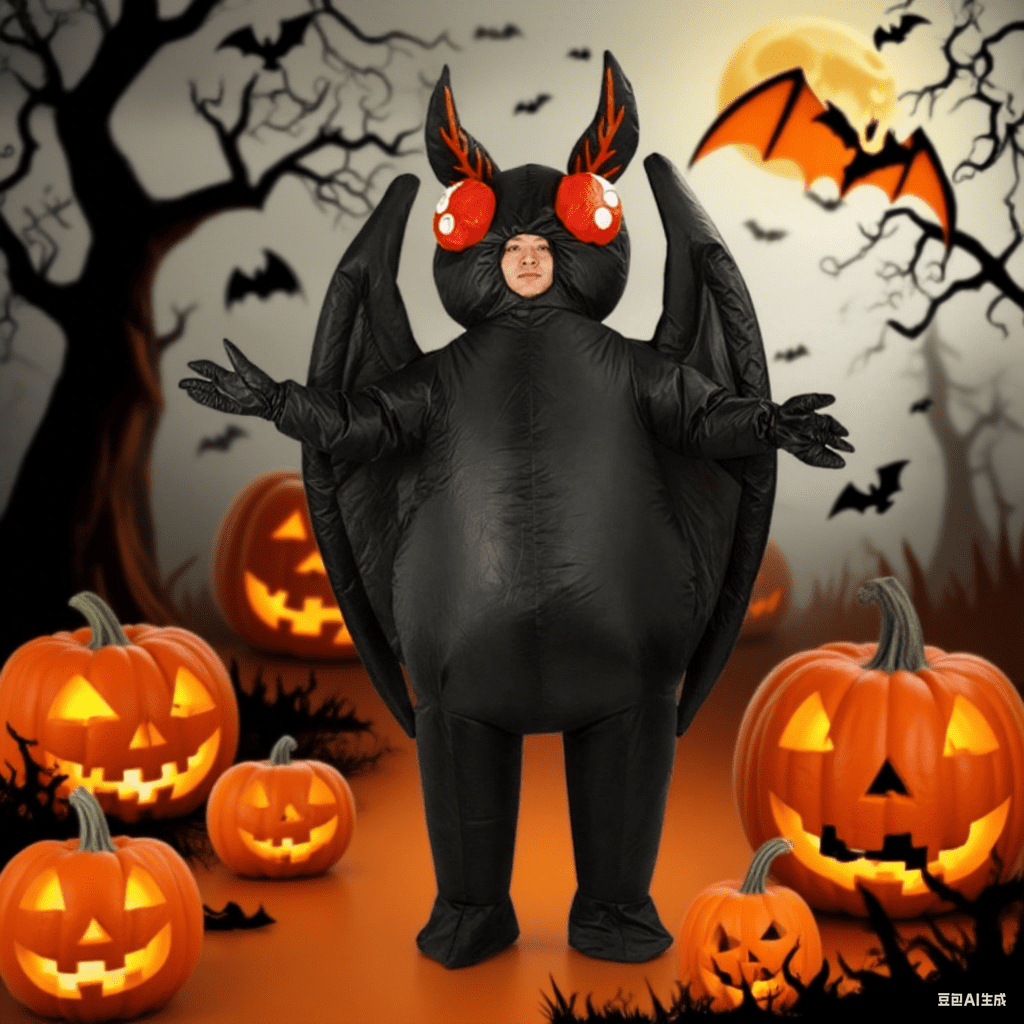 Halloween Moth Inflatable Costume Horror Fun Inflatable Costume Party Party Fun Dress Up Novelty Inflatable Costume,Height 59"–74.8",Bat