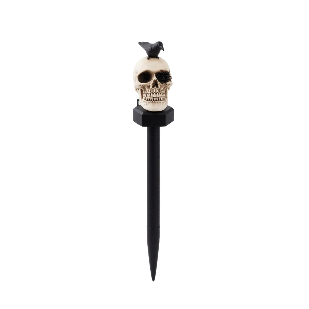 Halloween Skull Solar Garden Stake Light, Resin Skull Solar Outdoor Light for Yard and Garden, Spooky Decorative Stake Lighting for Halloween Courtyard and Lawn Decor 15.35*2.36Inch,1PC