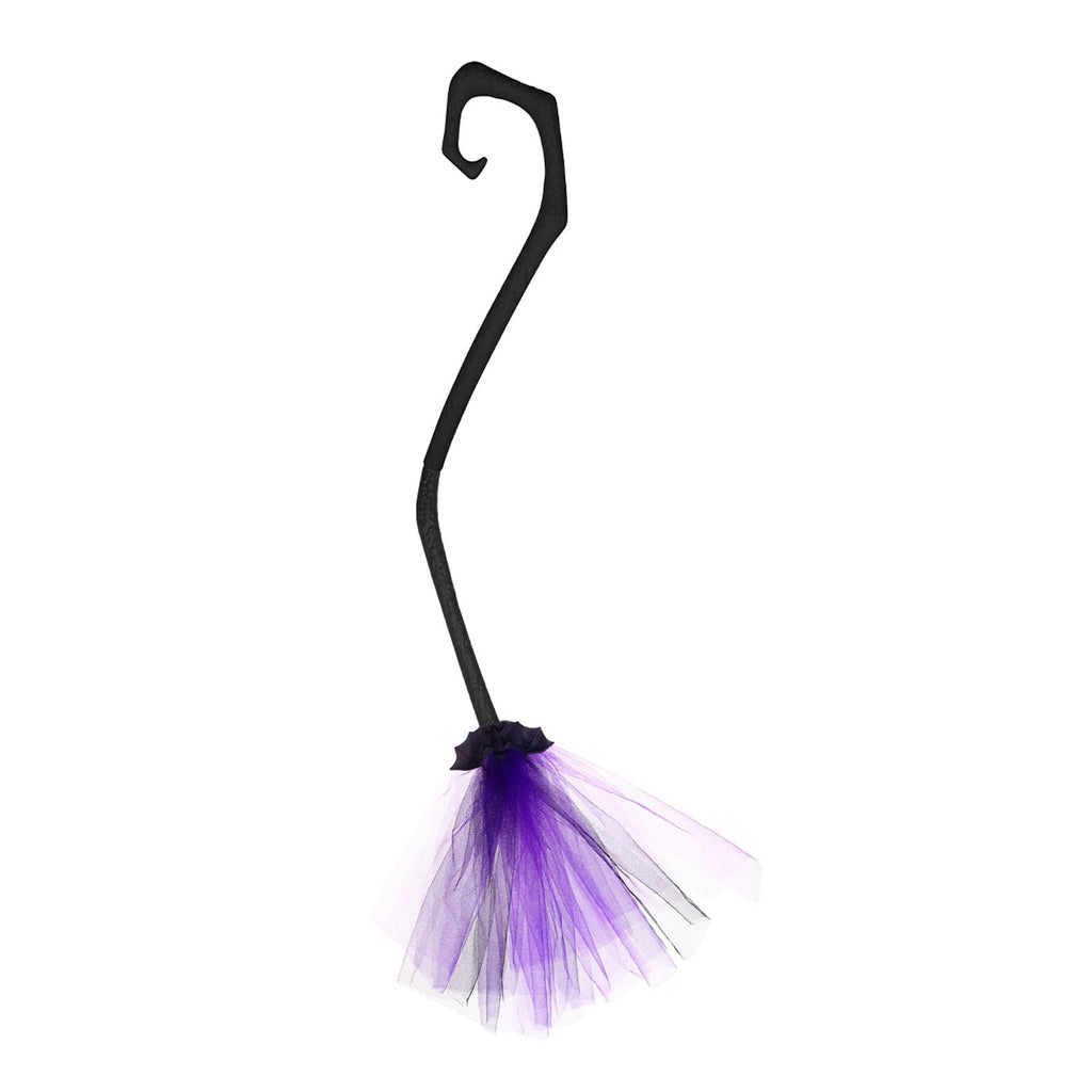 Halloween Witch Broom Cane with Ribbons, 38.2" Witches Broomstick for Wizard Costume Party, Photo Booth Accessory Stage Prop, Halloween Decoration, D